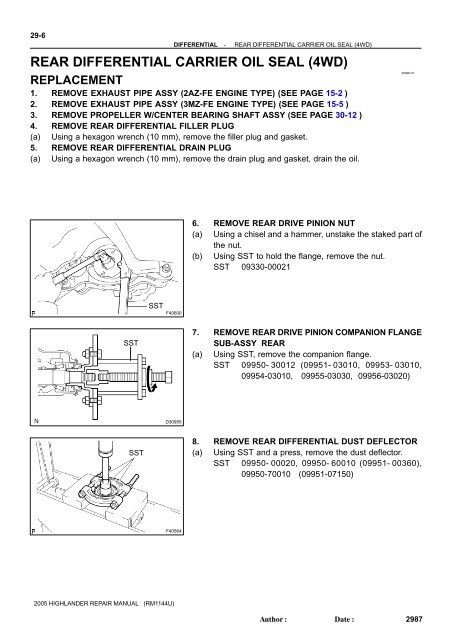 REAR DIFFERENTIAL CARRIER OIL SEAL (4WD) - Highlander Club