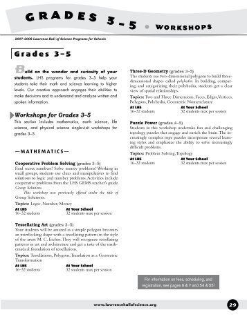 Workshops/grd.3-5 - Lawrence Hall of Science