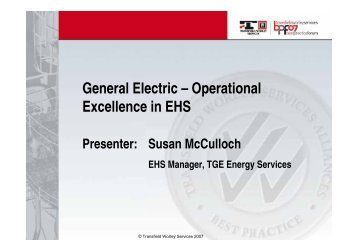 General Electric â Operational Excellence in EHS - Transfield Worley