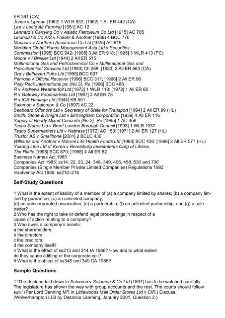 Company Law 1 - University of Wolverhampton