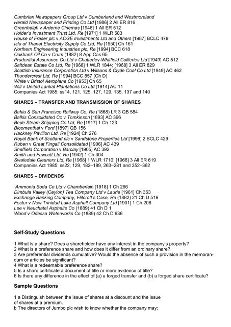 Company Law 1 - University of Wolverhampton