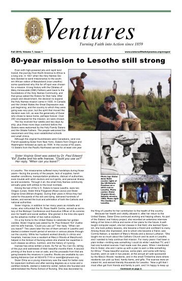 80-year mission to Lesotho still strong - Sistersoftheholynames.org