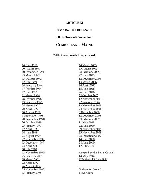 zoning ordinance - Town of Cumberland