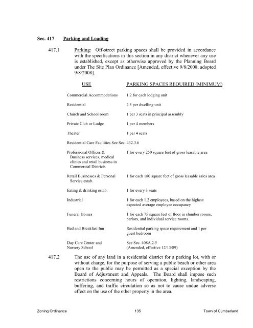 zoning ordinance - Town of Cumberland