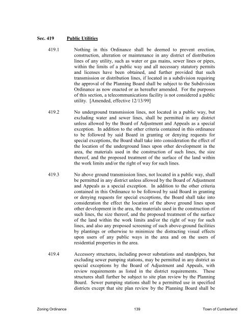 zoning ordinance - Town of Cumberland