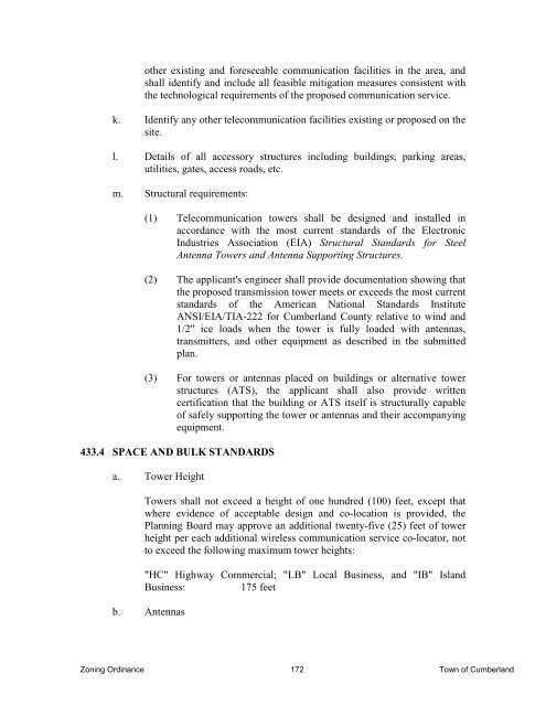 zoning ordinance - Town of Cumberland