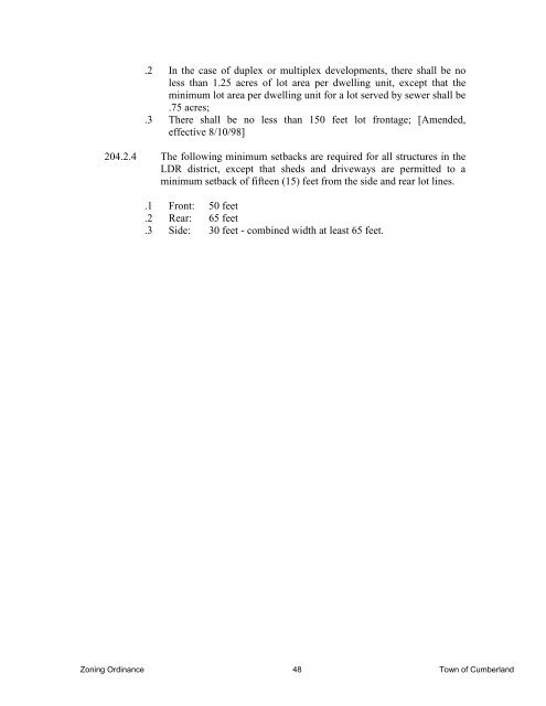 zoning ordinance - Town of Cumberland