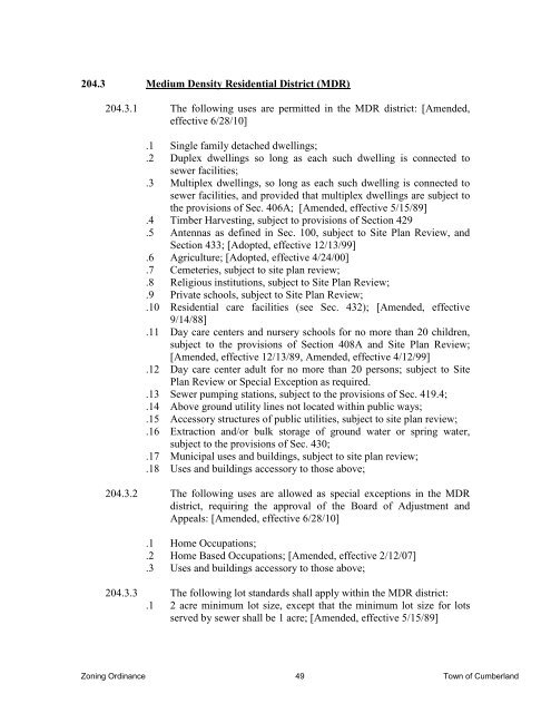 zoning ordinance - Town of Cumberland