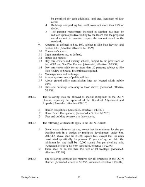 zoning ordinance - Town of Cumberland