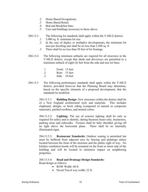 zoning ordinance - Town of Cumberland