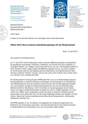 Offener Brief an Angela Merkel - ippnw