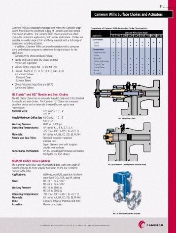 Cameron Willis Chokes & Actuators - cedip