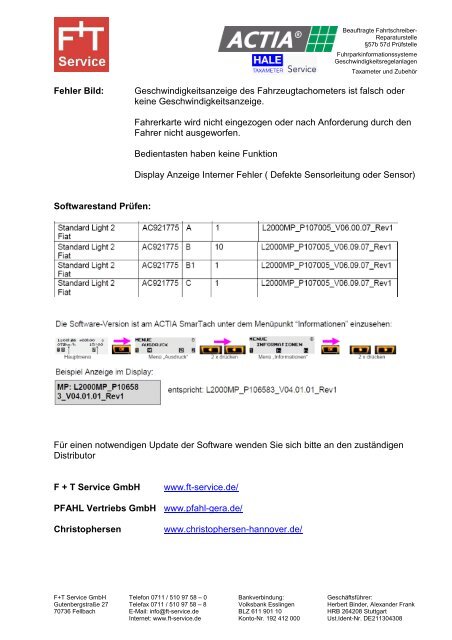 Fiat Fehlersymptome - F+T Service