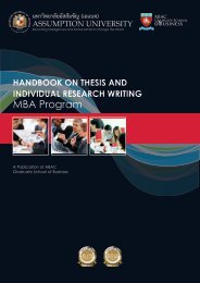 MBA Thesis Handbook - Assumption University of Thailand