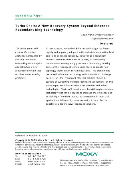 Turbo Chain: A New Recovery System Beyond Ethernet ... - Technolec