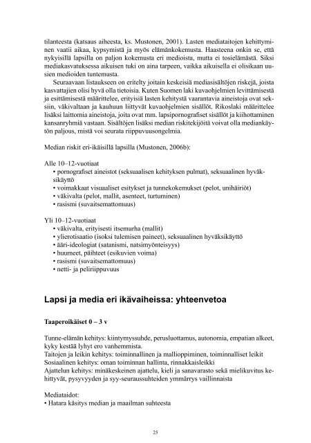 Median vaikutukset lapsiin ja nuoriin - katsaus ... - Mediakasvatus.fi