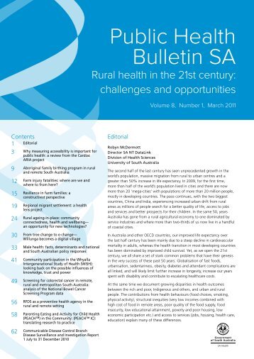 Public Health Bulletin SA - Volume 8, Number 1, March 2011