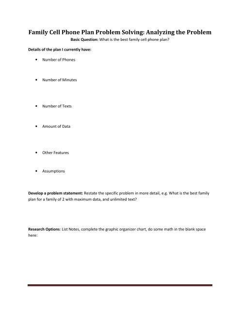 Problem Solving Using Charts