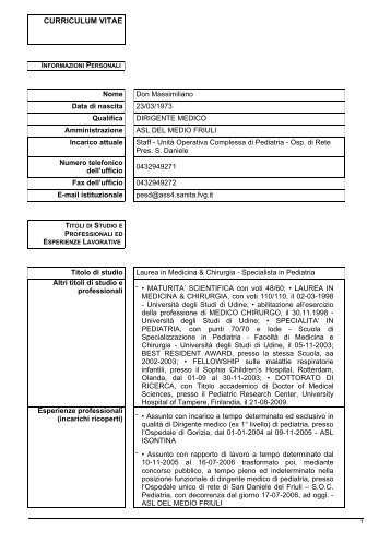 curriculum vitae - Medio Friuli