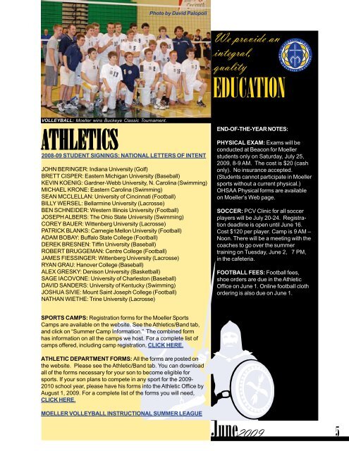 june 2009 (printable) - Login - Archbishop Moeller High School