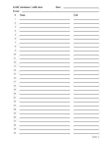 Meeting attendance/raffle sheet