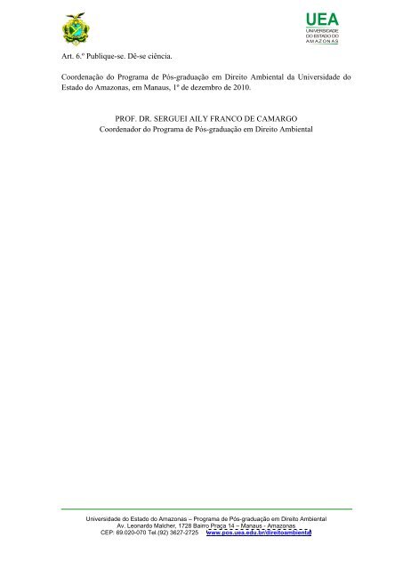 Homologação das Inscrições no Processo Seletivo 2011 - uea - pós ...