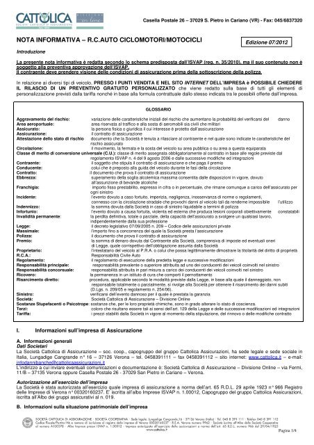 ATTESTATO DI RISCHIO CATTOLICA SCARICARE