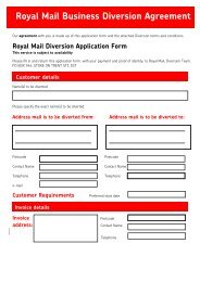 Invoice details Royal Mail Business Diversion Agreement