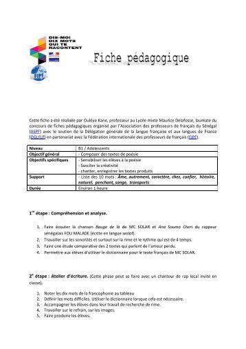 Téléchargez la fiche pédagogique - Fédération Internationale des ...