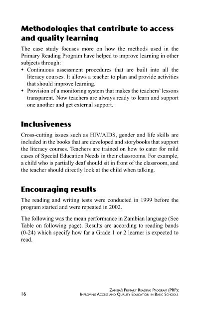 Zambia's Primary Reading Program (PRP) - Global Partnership for ...