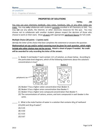 Ch 11 QUIZ - AP Chemistry