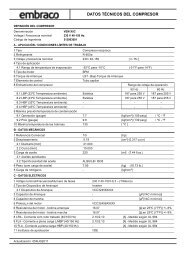 DATOS TÃCNICOS DEL COMPRESOR - Embraco