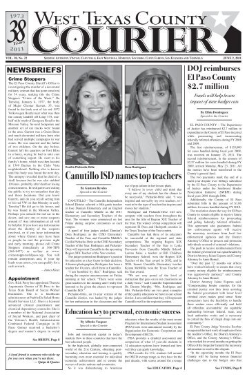 Canutillo ISD names top teachers - West Texas County Courier