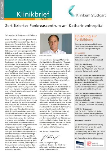 Klinikbrief des Zertifizierten Pankreaszentrums ... - Klinikum Stuttgart