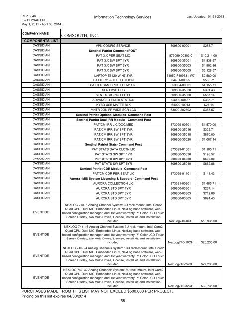 3646 E-911 PSAP Equipment List EPL- Publication - Mississippi ...