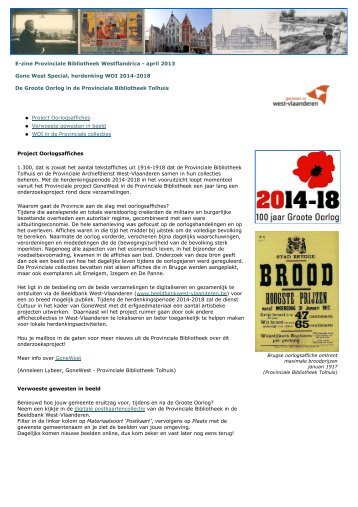 E-zine Provinciale Bibliotheek Westflandrica - Provincie West ...