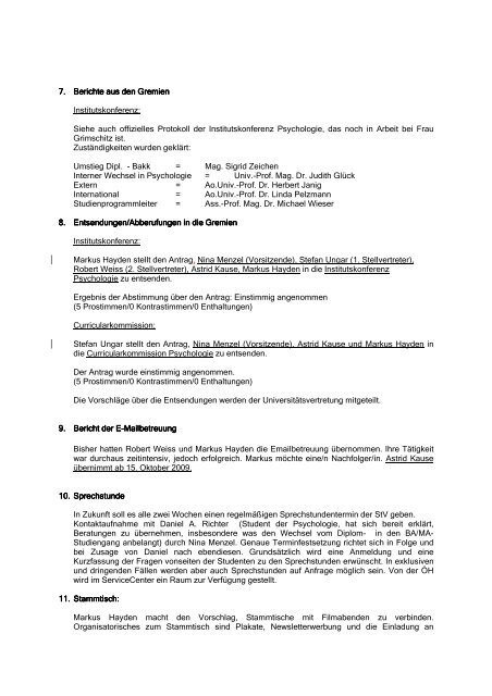 Protokoll - 1. o. Sitzung am 15.10.09 - ÖH Klagenfurt - Universität ...