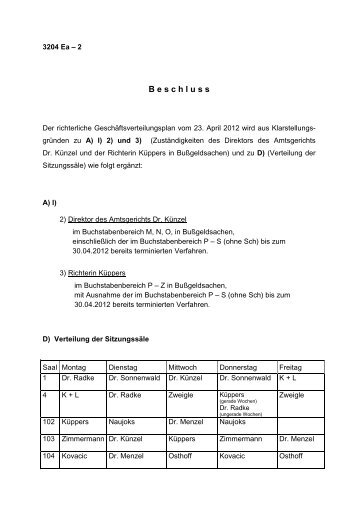 Aenderungsbeschluss vom 03.05.2012 - Amtsgericht Mettmann