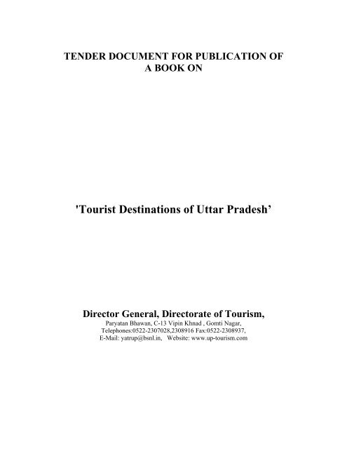 TENDER DOCUMENT FOR PUBLICATION OF A BOOK ON