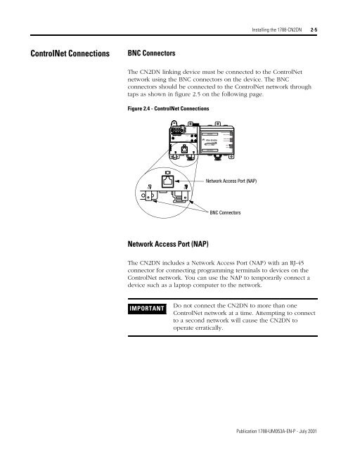 ControlNet-to-DeviceNet Linking Device User Manual, 1788 ...