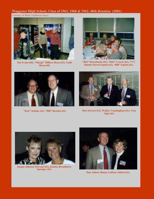 Waggener Class of 1961/1960& 1962, 40th Reunion (2001)