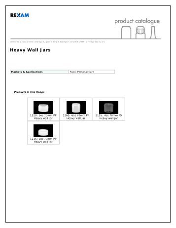 Heavy Wall Jars - Rexam Catalogue
