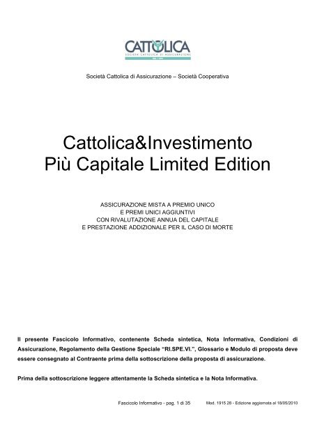 Cattolica&Investimento PiÃ¹ Capitale Limited Edition
