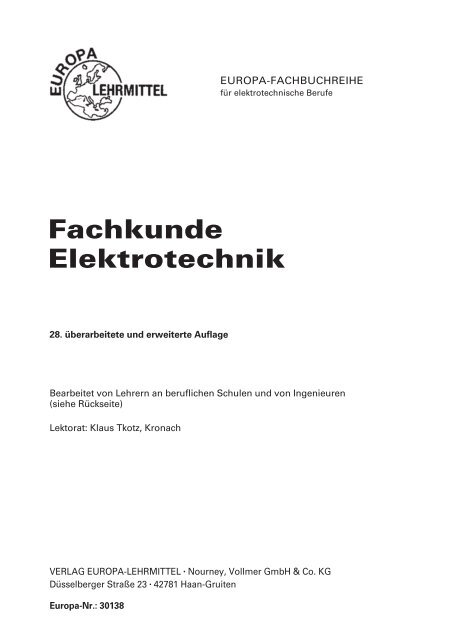 Fachkunde Elektrotechnik