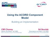 Using the ACORD Component Model - ACORD Implementation Forum