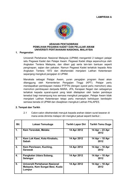 Lampiran A Arahan Pentadbiran Pemilihan Pegawai