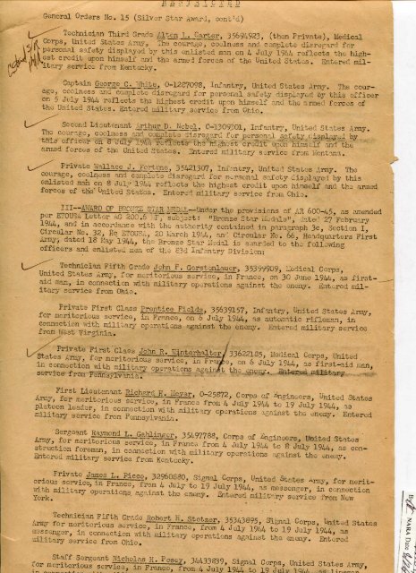 83rd Infantry Division General Orders #22, 22 July 1944