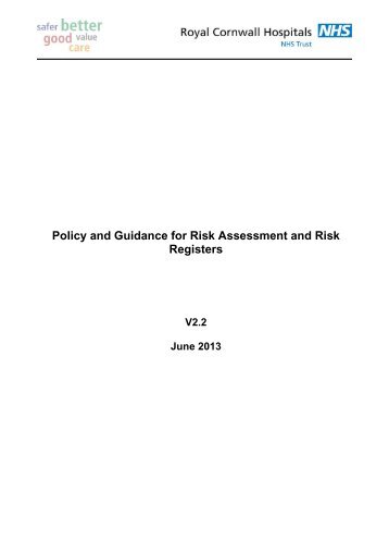 Policy & Guidance for Risk Assessment & Risk Registers - the Royal ...