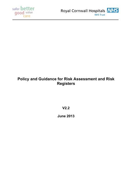 Policy & Guidance for Risk Assessment & Risk Registers - the Royal ...