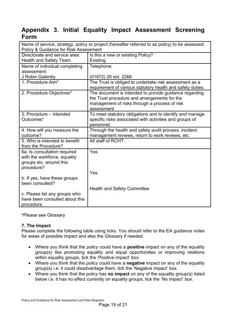 Policy & Guidance for Risk Assessment & Risk Registers - the Royal ...